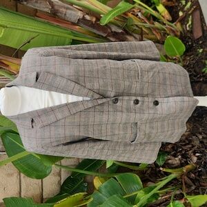 L*SPACE x Tessa Brooks Nadia Plaid Blazer Brown Plaid Medium